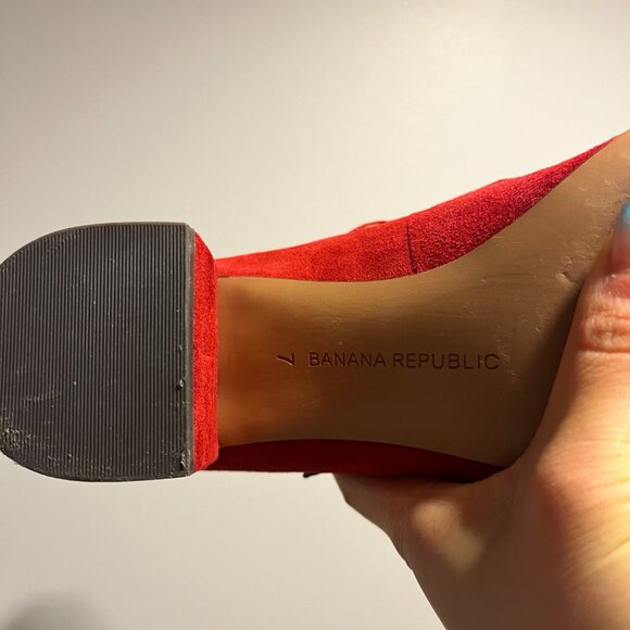 Banana Republic Red Suede Buckle Heels - Picture 3 of 5